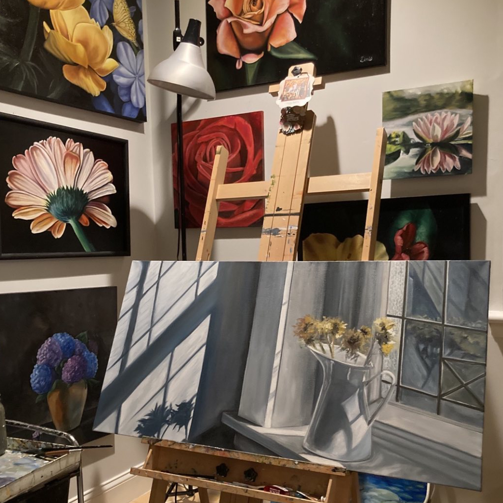 still life in the studio of artist Doris Clark